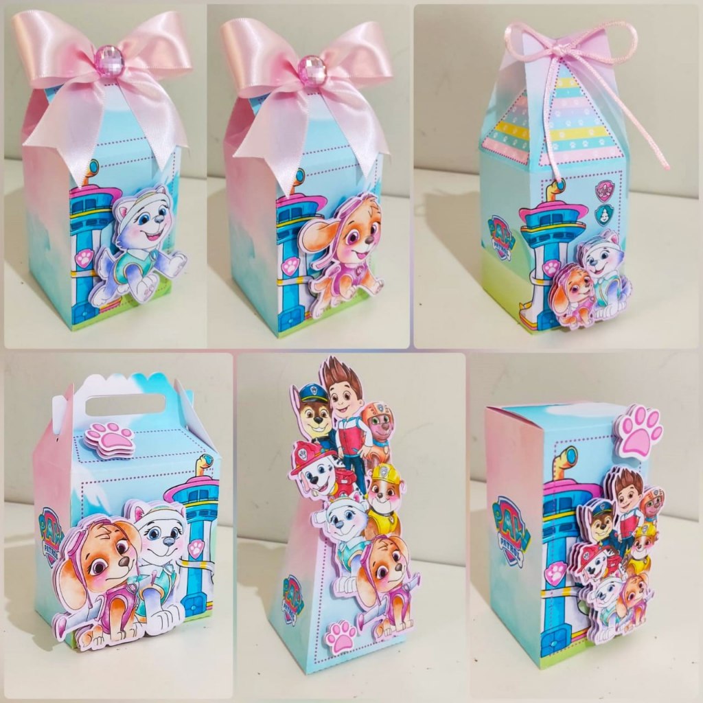 Kit festa Patrulha Canina Aquarela Menina PEGUE/MONTE, Personalizados, lembrancinhas, Caixinha/festa infantil.