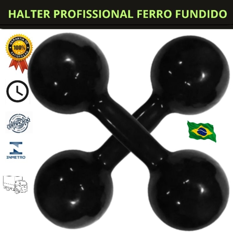 Halter   2kg + 2kg Halteres PAR profissional emborrachado lavável total 4kg