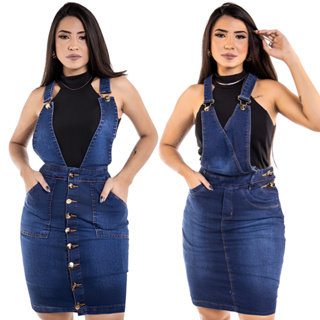Jardineiras Macacão Saia Jeans Conjunto Escolha Sua Favorita Alta Qualidade Lycra Salopete Moda em Oferta na Shopee