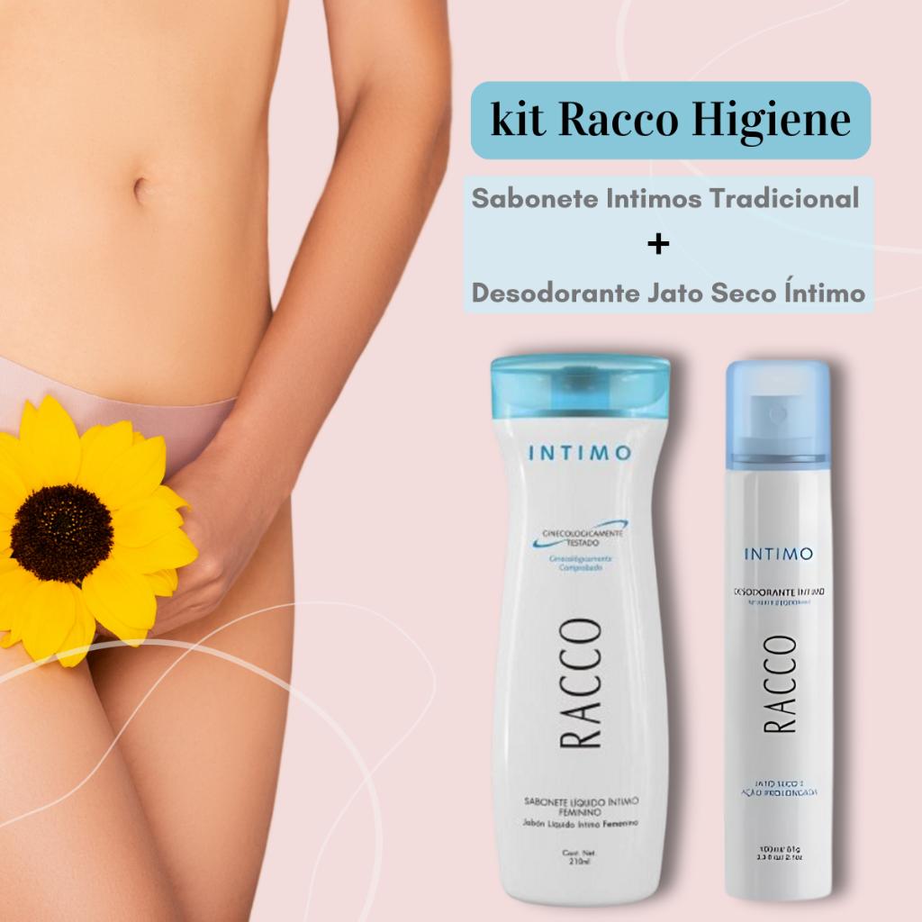 Kit higiene intima sabonete liquido e desodorante para cuidados diários Produto Original Racco