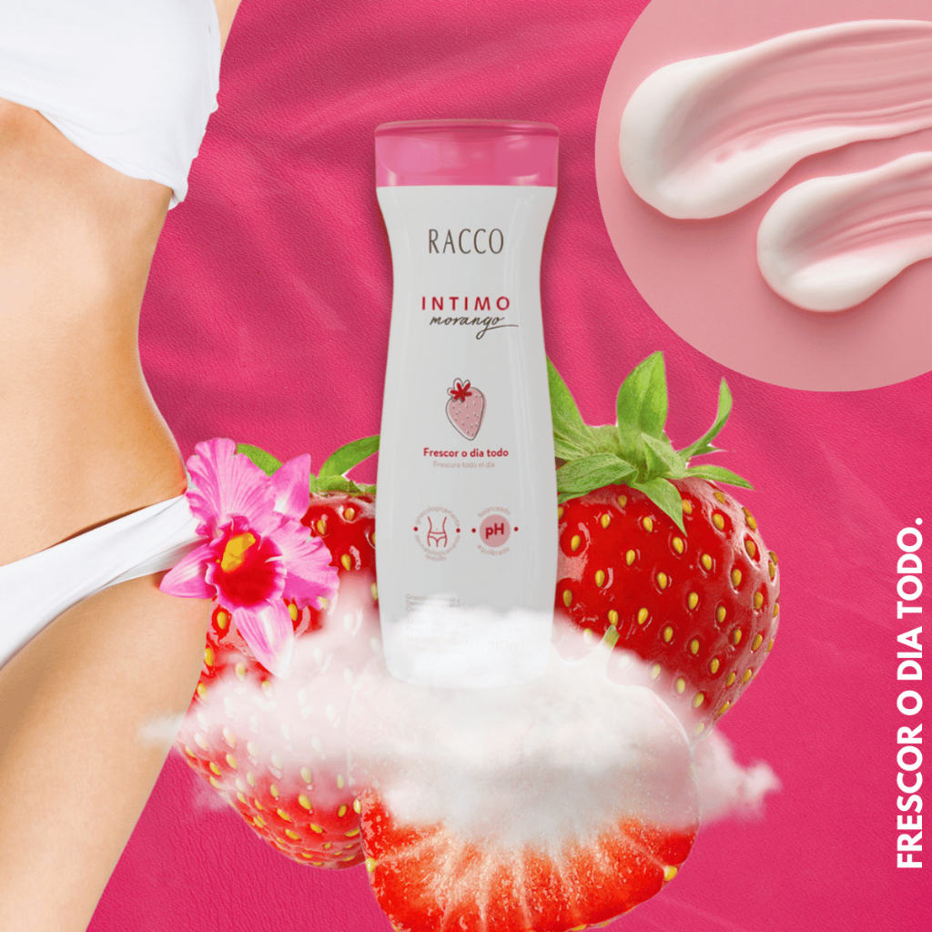 Sabonete Íntimo de Morango Racco - Higiene Delicada e Refrescante - 210ml - Envio Rápido