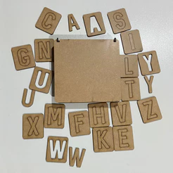 Alfabeto Educativo em MDF com Caixa - Letras Soltas para Pintura, Desenho e Montagem para Crianças