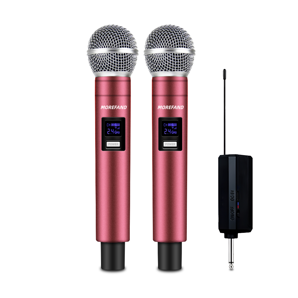 Microfones Sem Fio Duplo Profissional Dinâmico Recarregável Uhf 2 Canais Portátil Microfone Para Karaoke Show Meeting