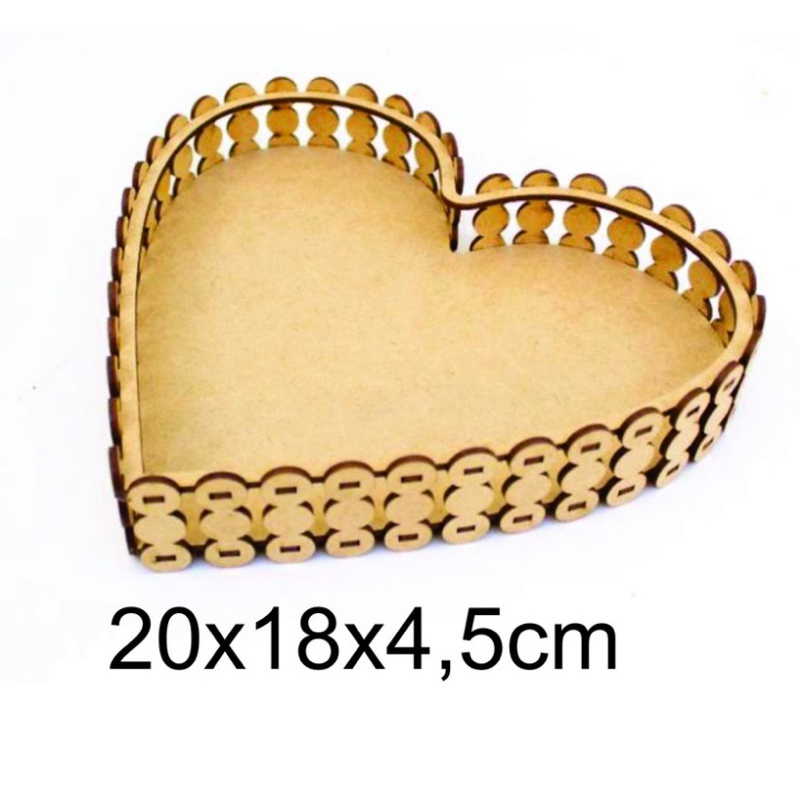 kit bandeja coração P em mdf 6unidades em Oferta na Shopee