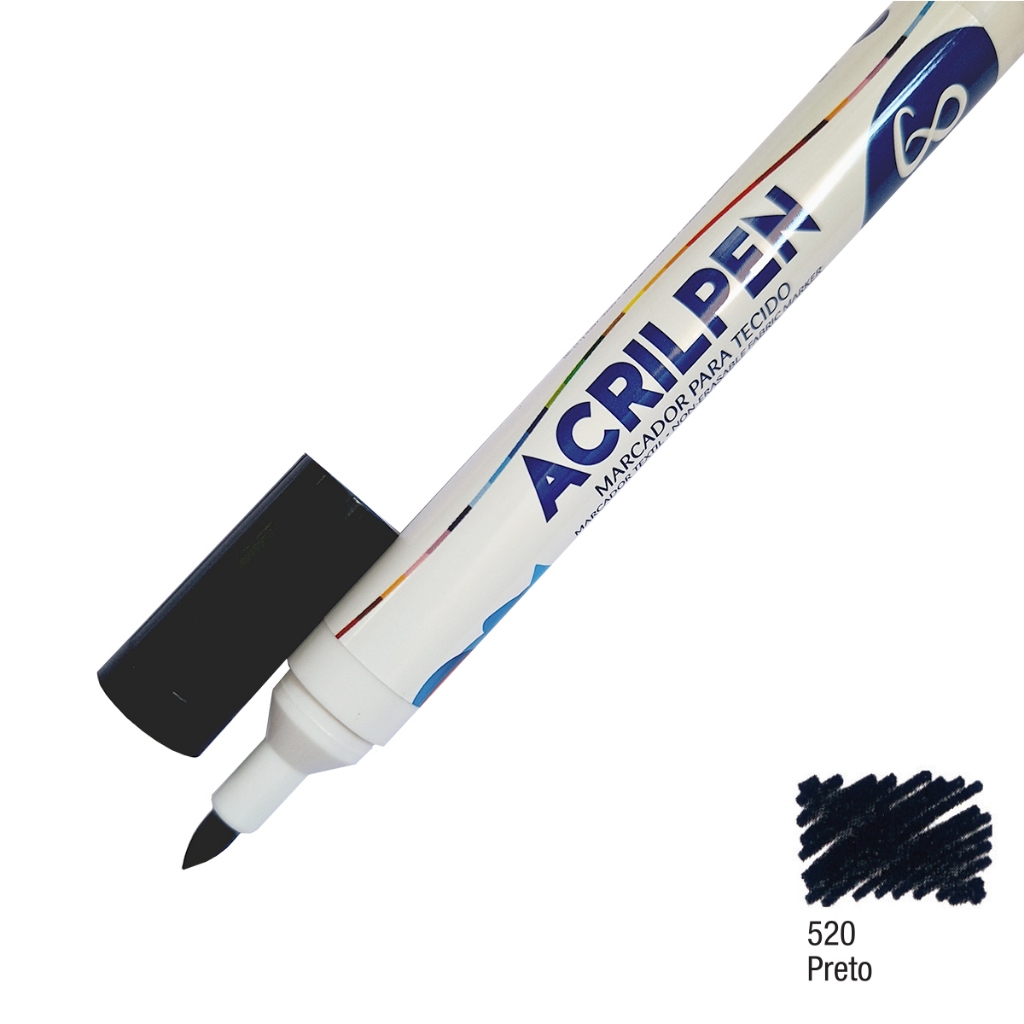Marcador para Tecido Acrilpen ACRILEX Avulso Ref. 520 Preto em Oferta na Shopee