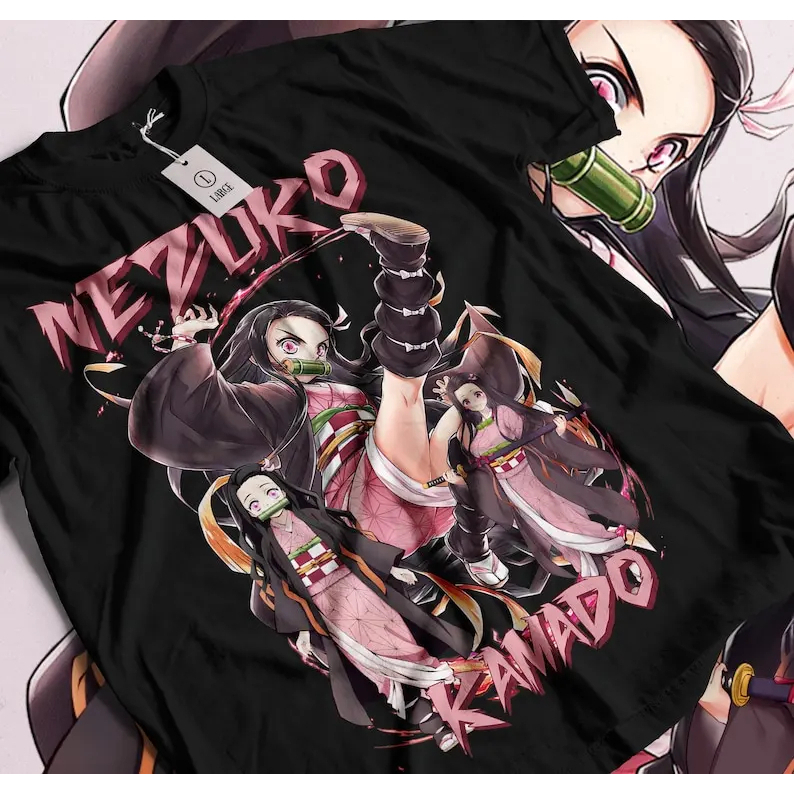 Camiseta Anime Casual Nezuko Demon Slayer Vintage em Oferta na Shopee