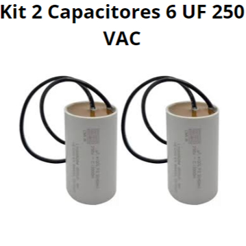 Kit 2 Capacitores 6UF 250V 2 Fios Voltagem 110v e 220v Ventilador de Parede Arge, Loren Sid, VentiDelta, Ventisol