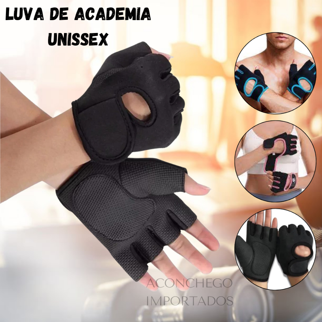 Luva De academia Unissex Academia Fit Esporte Musculação Neoprene O Par