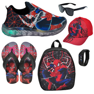 Tênis Led Infantil Masculino Sonic Hulk Homem Aranha Slip On + Relógio Óculos Boné Chinelo Mochila em Oferta na Shopee