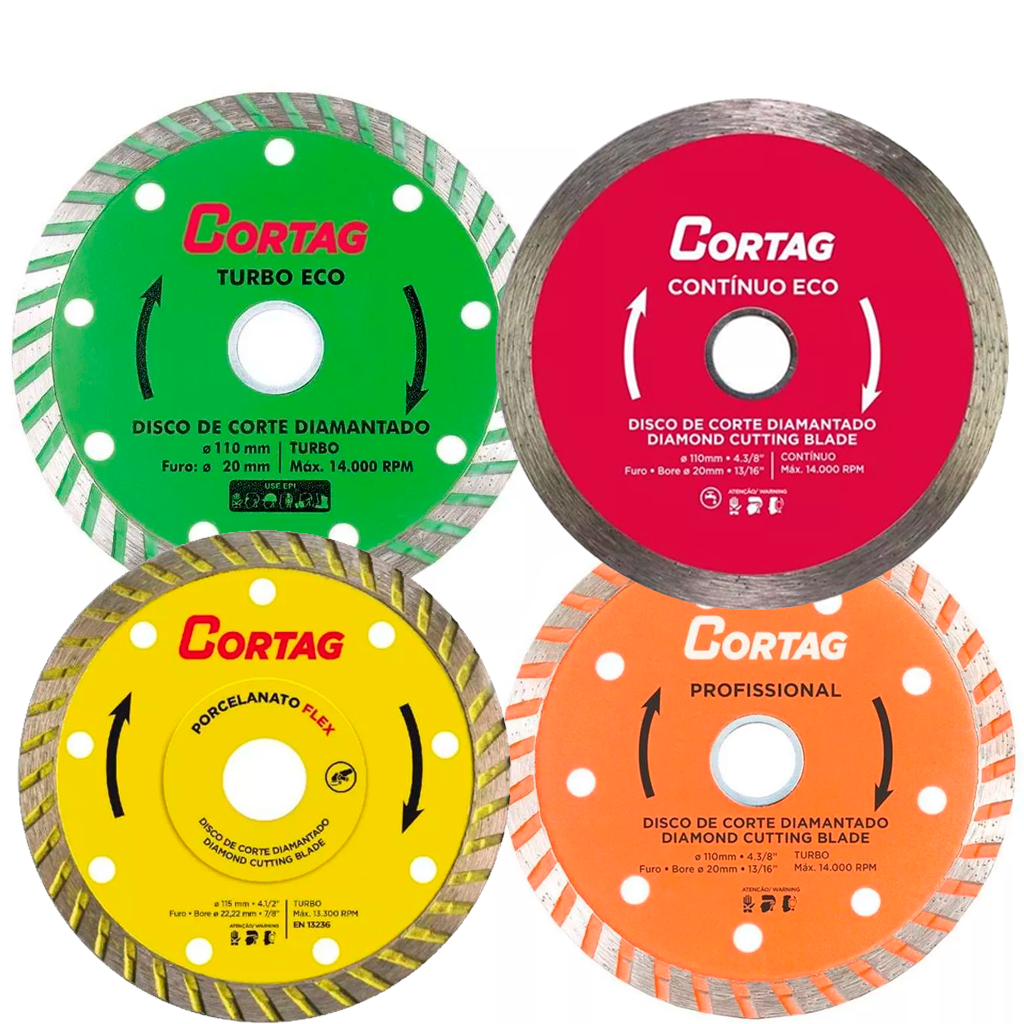 Disco Diamantado Porcelanato Turbo - Segmentado - Eco - Liso Corte Desbaste 110mm - Cortag em Oferta na Shopee