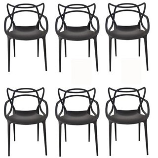 Conjunto 6 Cadeiras Allegra Sala de Jantar Cozinha Jardim Empilhavel