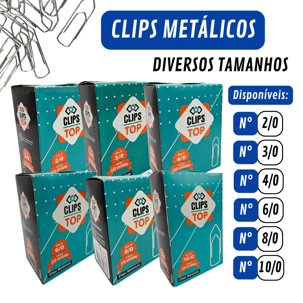 Clips Metálico Para Papel Top Diversos tamanhos em Oferta na Shopee
