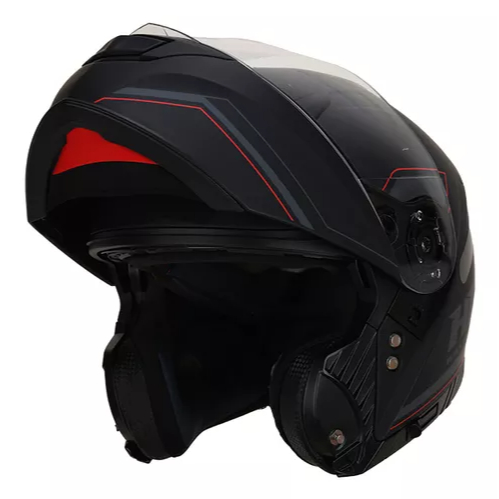 Capacete Helt Hippo Glass Black Matt Escamoteável Antirrisco