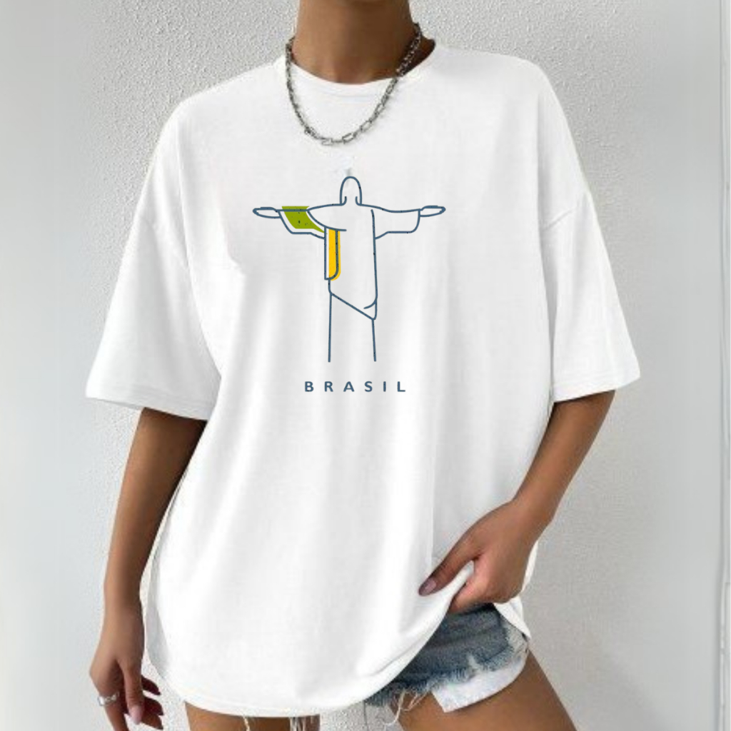 Camiseta Blusa Tshirt feminina Brasil Cristo Redentor Rio de Janeiro moda feminina tshirt linda lançamento