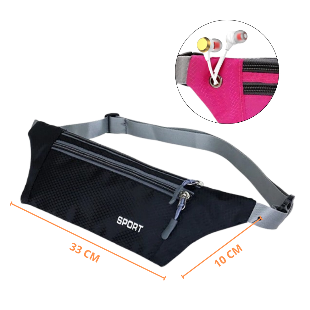 Doleira Pochete Sport Impermeável Antifurto Preta/ Rosa Carnaval, Academia, Bloquinho, Folia