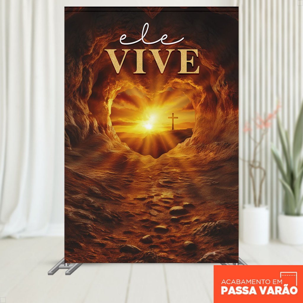 Painel de Festa Páscoa Religiosa Retangular Vertical Em Tecido Sublimado 1,50x2,20m em Oferta na Shopee