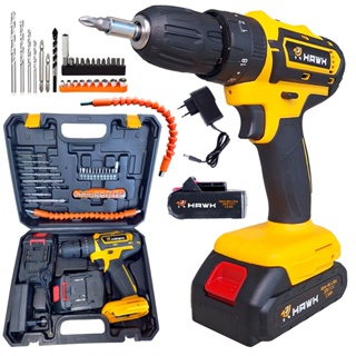 Parafusadeira 20V 1 ou 2 Bateria de Lítio 1.5Ah com maleta de acessórios HAWK em Oferta na Shopee