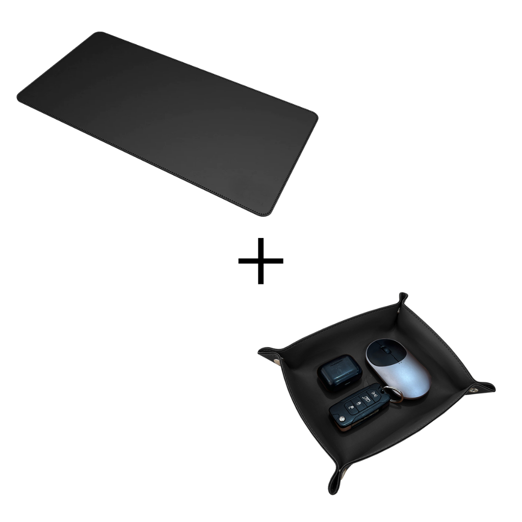 Desk Pad Grande Preto Básico mais Porta Treco Preto