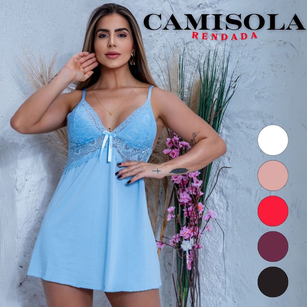 Camisola Sensual Renda Delicada Sexy Linha Noite Pijama Confortável Especial sem Bojo Pronta Entrega