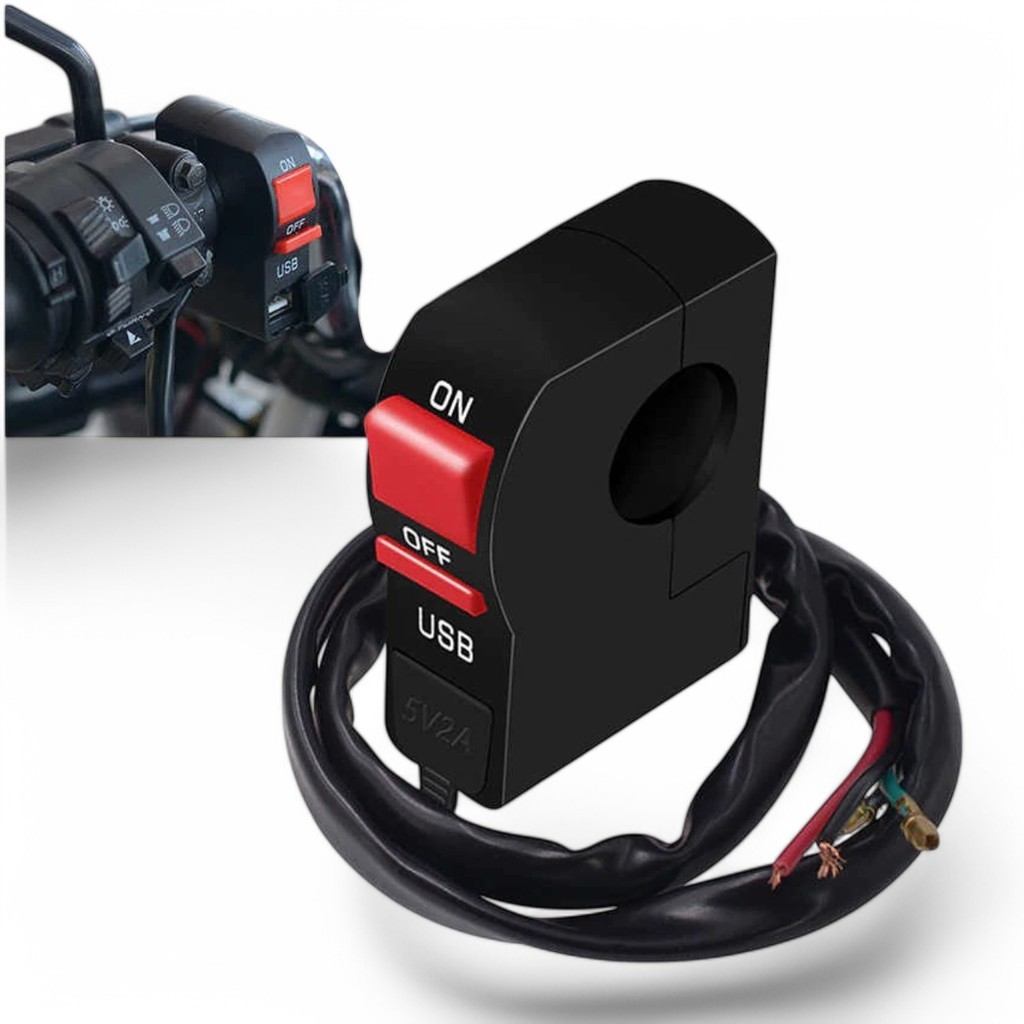 Botão Interruptor Liga Desliga Para Farol Auxiliar De Milha Carregamento Usb Motos Universal em Oferta na Shopee