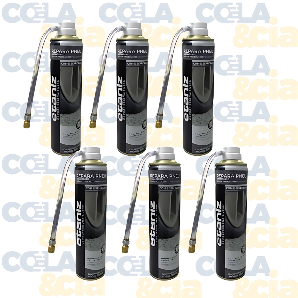 Kit 6 Reparador de Pneus Spray 400ml ETANIZ – Rápido e Fácil de Usar para Emergências Automotivas