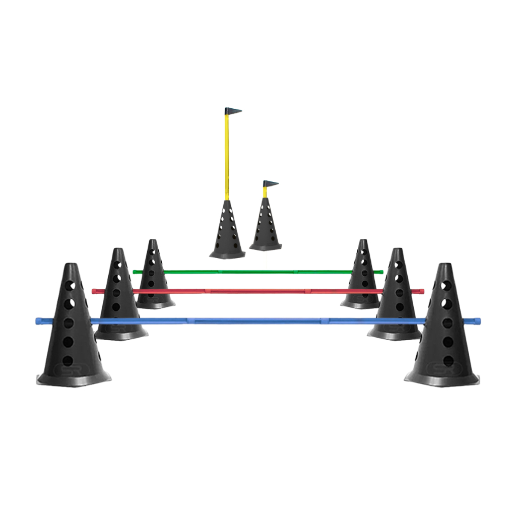 Kit 8 Cones Furados C/ Barreira Funcional Black - Treino Agilidade