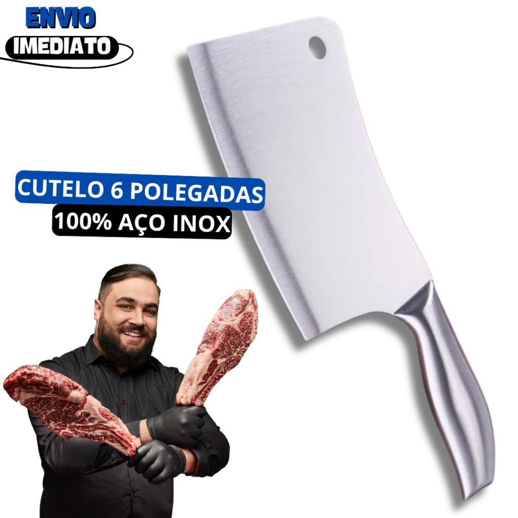 Cutelo de Aço Inox Premium 100% Escovado Para Corte de Osso Nervo Musculo Com Furo