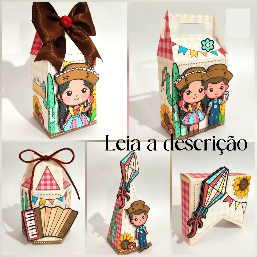 Kit PEGUE E MONTE festa junina | Lembrancinhas caixinhas personalizadas | festa Aniversário | Com ou Sem Aplique