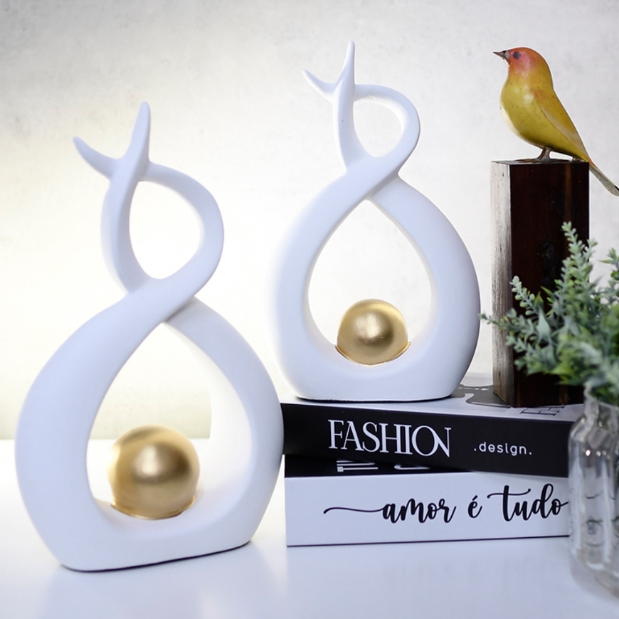 Kit 2 Peças Vasos Decorativo Sala Conjunto Objeto Decorativo Cerâmica Grande Decoração Enfeite Rack
