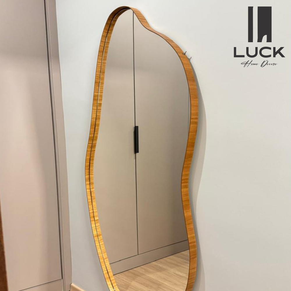 Espelho Decorativo Orgânico Flame Grande Corpo Inteiro Closet com Moldura em Madeira Cinam...