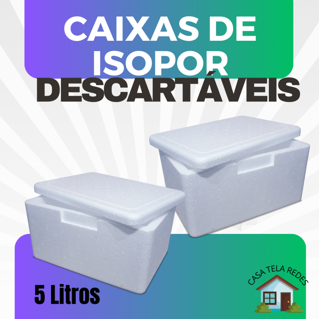 Caixa de Isopor 5 litros EPS com 2 unidades para Transporte de Sorvetes, Latas e Medicamentos em Oferta na Shopee