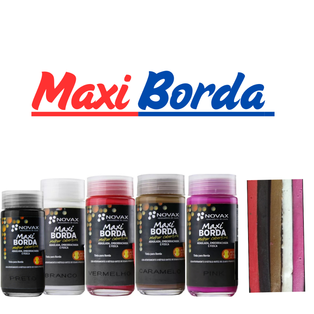 tinta maxi borda novax 90ml embaulada,emborrachada e fosca para pintar Borda Couro E Sintético artesanato em Oferta na Shopee