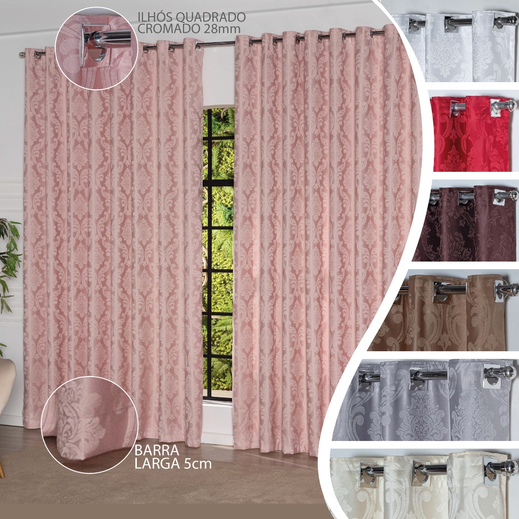 Cortina Jacquard 3,00 x 2,60 Sala E Quarto em Oferta na Shopee