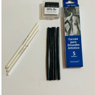 Kit Desenho Carvão + Esfuminho Sinoart + Limpa Tipos em Oferta na Shopee