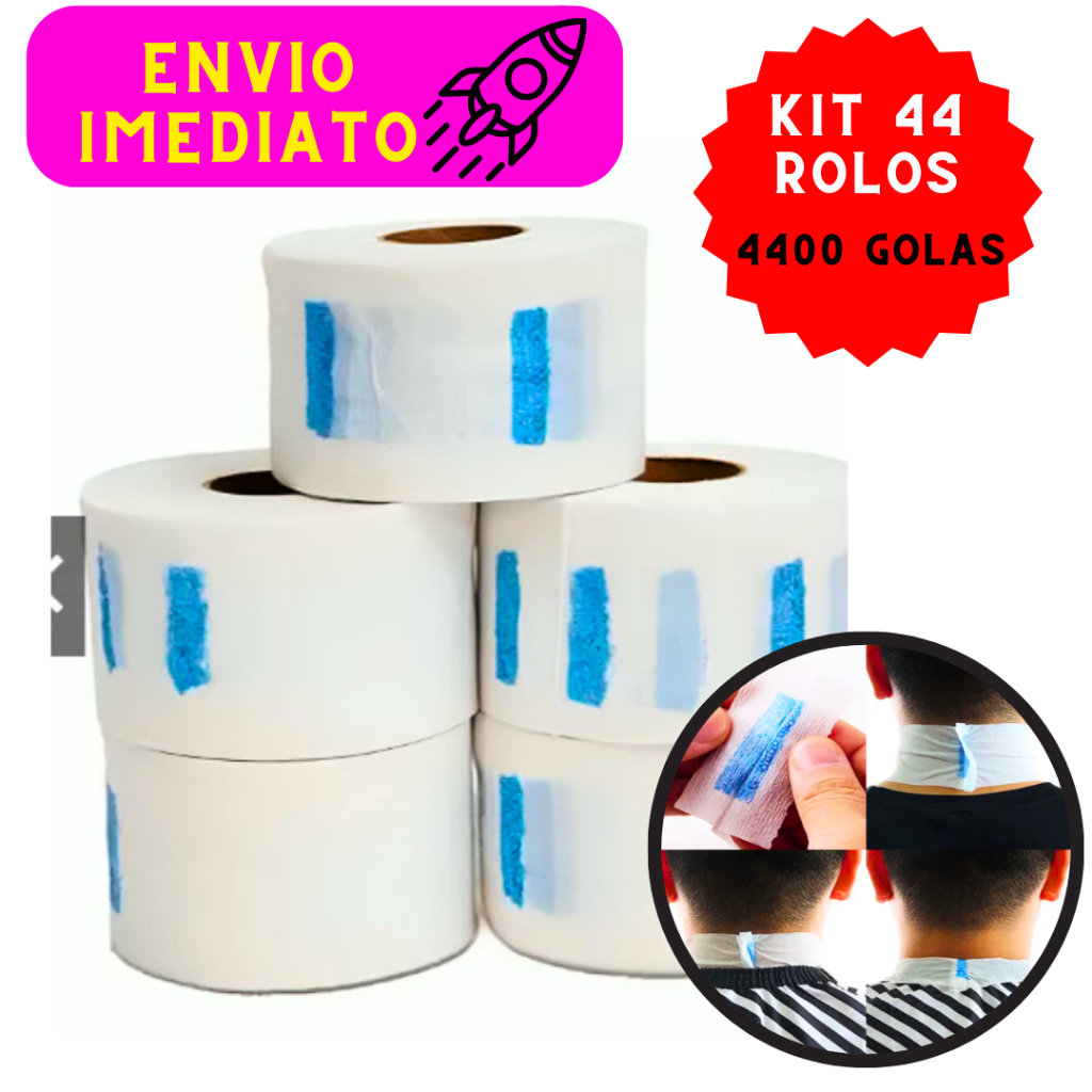 Kit 44 Rolos de Golas Higiênicas Alto Colante Contém 4400 Unidades de Golas Práticas Impermeável