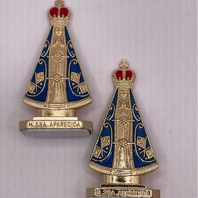 Nossa Senhora Aparecida Imagem Santinha Sem Coroa Painel carro Caminhão Mesa tamanho 5x2 cm Metal