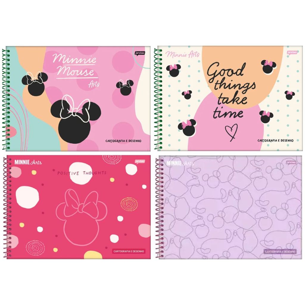CADERNO DE DESENHO E CARTOGRAFIA CAPA DURA 80 FOLHAS MINNIE ARTS JANDAIA