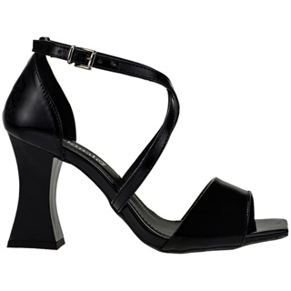 Sandália Feminina Salto Alto Geométrico Taça Pregado Shekinah Tiras Cruzadas Moda em Oferta na Shopee