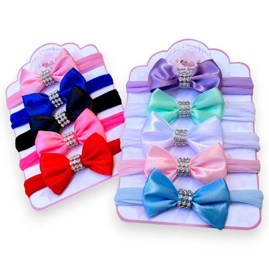 Mini laços de bebê Kit com 10  Lacinhos de Bebê Cetim Faixinha Tiarinha Rn laços de cabelo infantil em Oferta na Shopee