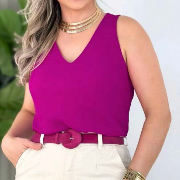 Blusa Regata Feminina Alça Larga Grossa Duna Regata Lisa Básica Elegante Tendência Evangélica