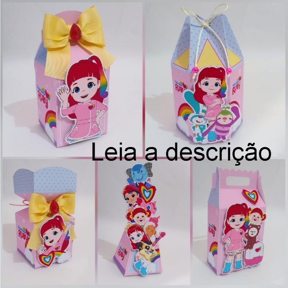 Kit PEGUE E MONTE RAINBOW RUBY | Lembrancinhas caixinhas personalizadas | festa Aniversário | Com ou Sem Aplique
