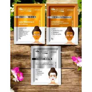 3 Máscara Facial Max Love 3 Sache 8g #Skin Care #Limpeza #Renova #Hidrata #Vitamina #Colágeno #Nutritiva #Viagem