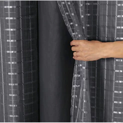 cortina Blackout PVC com Tecido voil xadrez Quadriculado 2,00 x 1,40 / 1,40 x 1,70 ilhos cromado