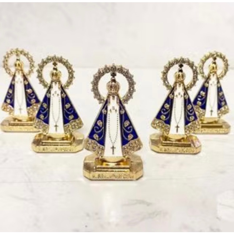 kit 5 Nossa Senhora Aparecida Imagem Santinha Com Coroa para Painel Carro Caminhão Mesa