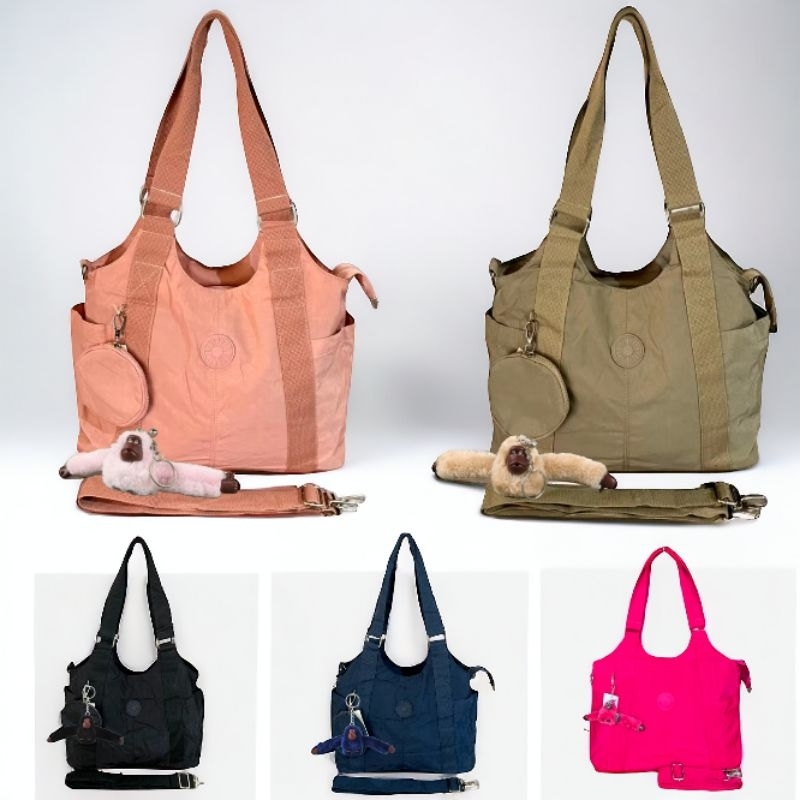 Bolsa Femenina Transversal de Ombro  Casual Impermeável, Tecido Nylon Reforçada com Chaveiro Macaco em Oferta na Shopee