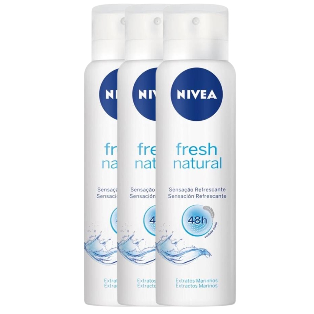 Kit 3x Unidades Desodorante Nivea Feminino Fresh Natural 48h 150ml ( embalagem sujeita a alterações)