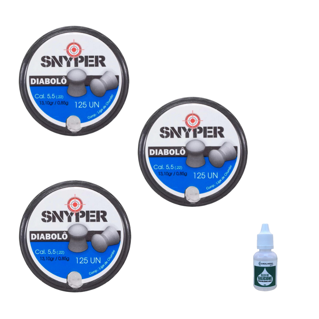 Chumbinho Snyper Diabolô 5,5mm 375 Unidades + 01 Óleo Silicone em Oferta na Shopee