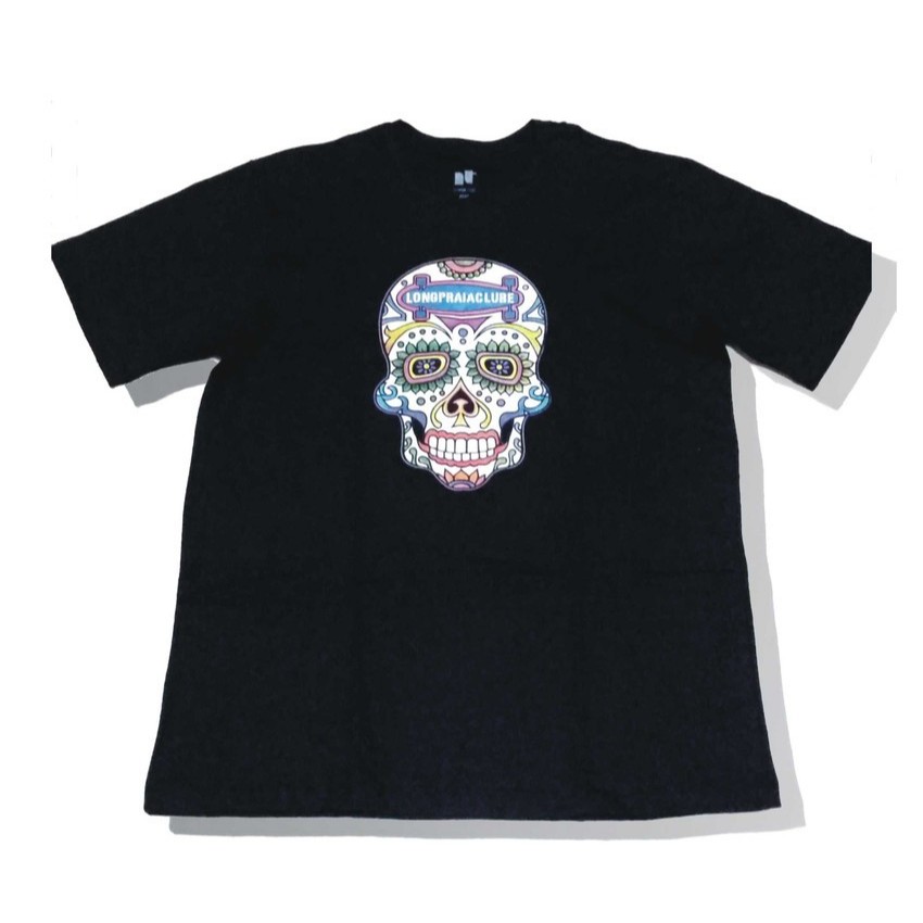 Camiseta Tshirt Long Praia Clube Preta Caveira Mexicana - Melhor preço
