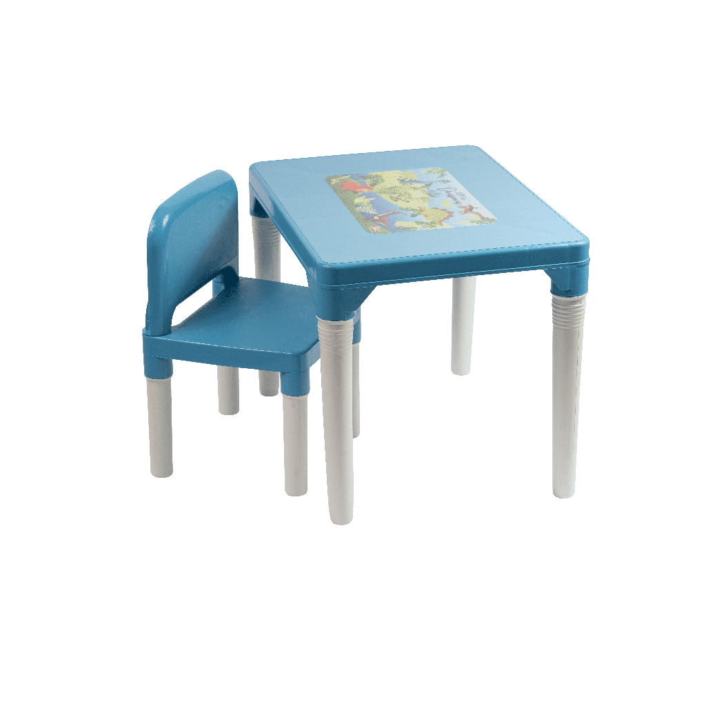 Mesa Infantil Com Cadeira Dinossauros Azul Styll Baby Criança Didatico