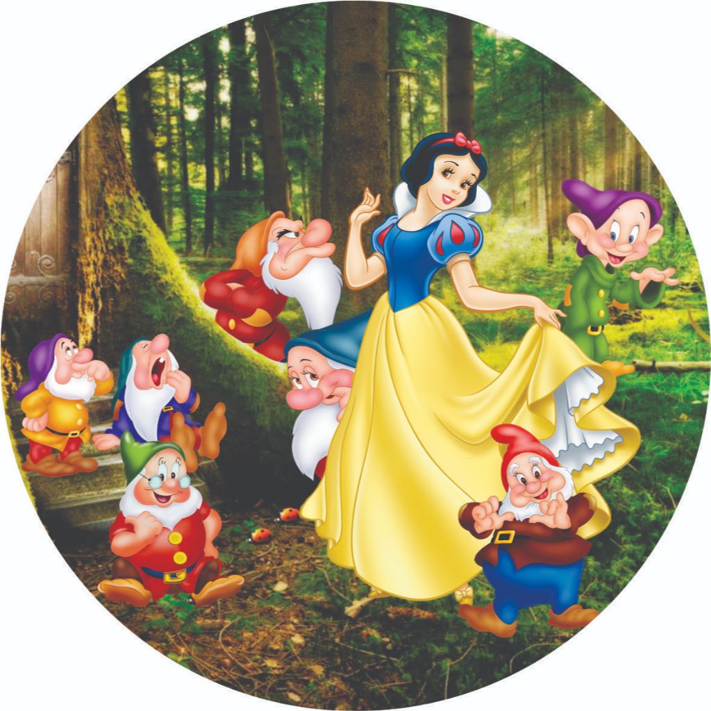 Capa para Painel de Festas Redondo com Acabamento em Elástico 1.50x1.50 e 50cm veste fácil Branca de Neve em Oferta na Shopee